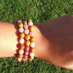 Sun & Sea Bracelet Set (Coral & Sunstone)